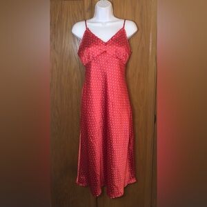 Japna Slip Dress Size M Red with White Polka Dots Adjustable Spaghetti Straps